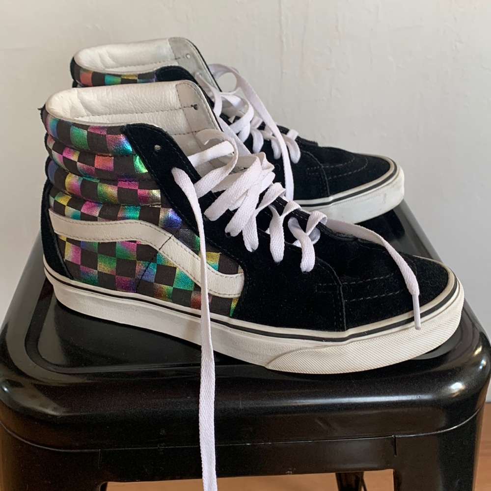 Vans iridescent checkerboard high tops